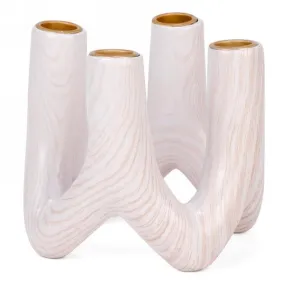 Taper Candle Holder Ceramic White and Gold (2 Sizes)