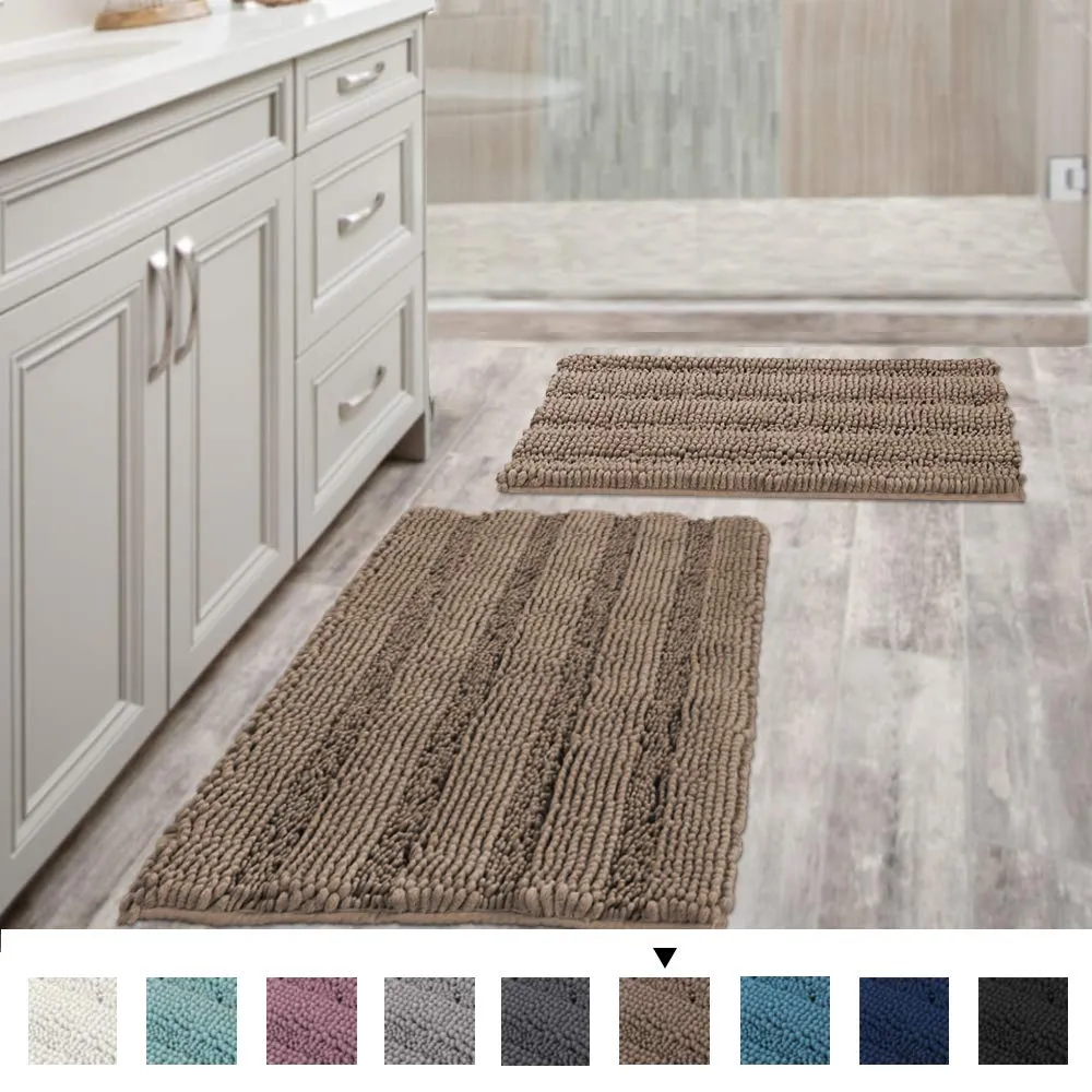 VERSAILTEX Non Slip Thick Shaggy Chenille Bathroom Rugs, Bath Mats for Bathroom Extra Soft and Absorbent