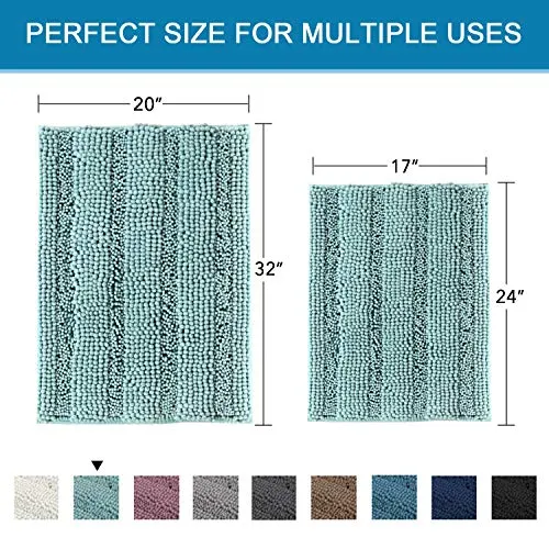 VERSAILTEX Non Slip Thick Shaggy Chenille Bathroom Rugs, Bath Mats for Bathroom Extra Soft and Absorbent