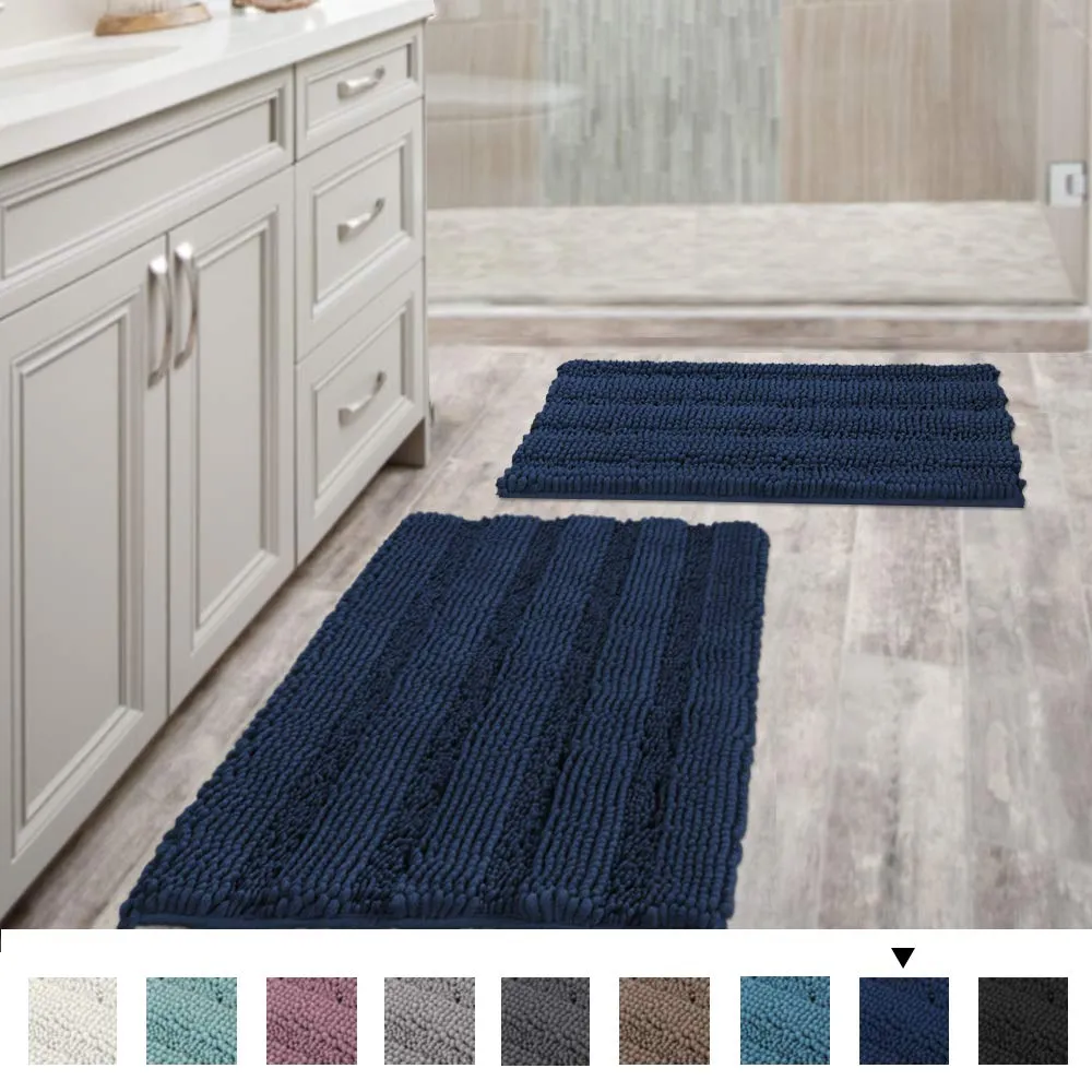 VERSAILTEX Non Slip Thick Shaggy Chenille Bathroom Rugs, Bath Mats for Bathroom Extra Soft and Absorbent