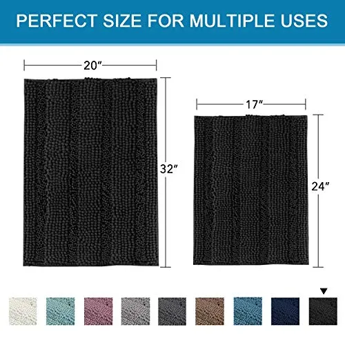 VERSAILTEX Non Slip Thick Shaggy Chenille Bathroom Rugs, Bath Mats for Bathroom Extra Soft and Absorbent