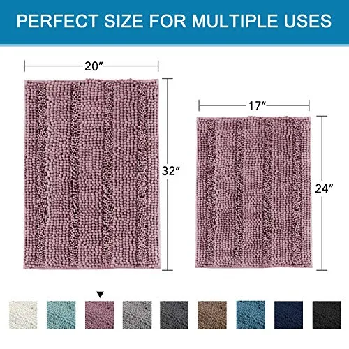 VERSAILTEX Non Slip Thick Shaggy Chenille Bathroom Rugs, Bath Mats for Bathroom Extra Soft and Absorbent