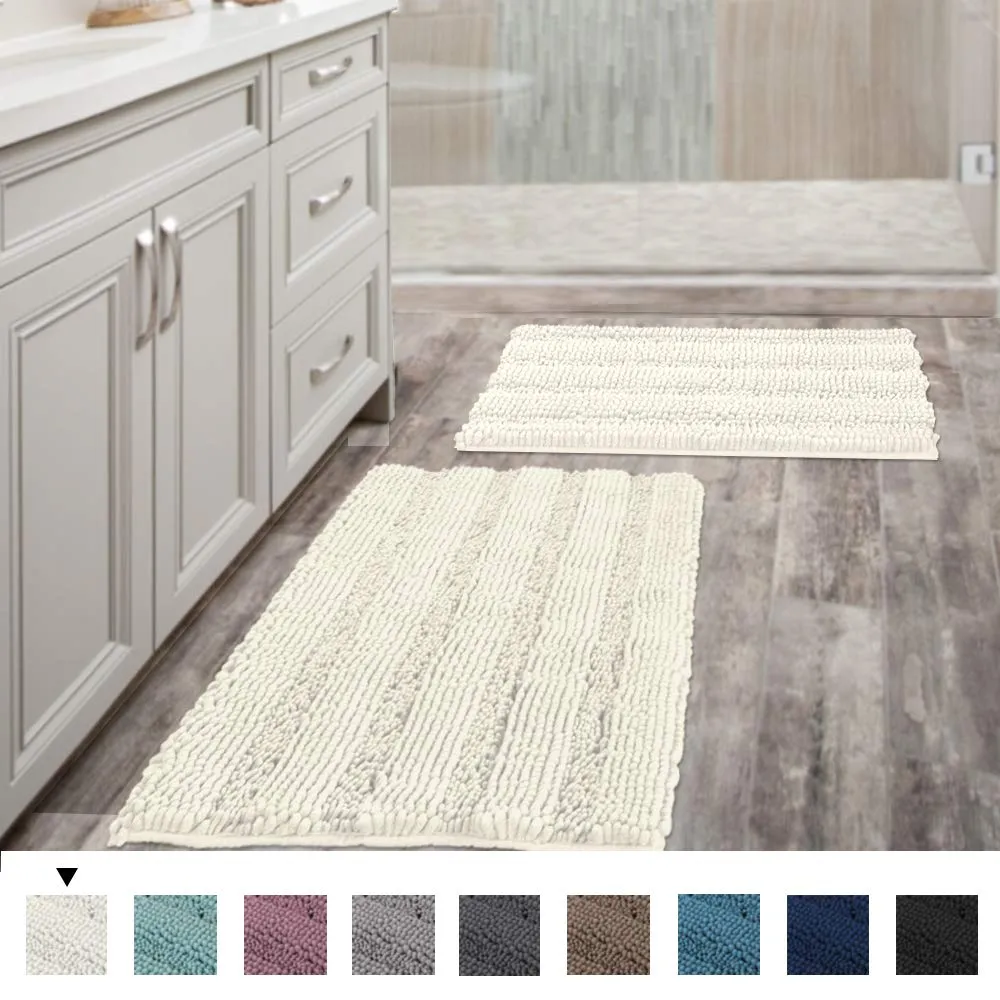 VERSAILTEX Non Slip Thick Shaggy Chenille Bathroom Rugs, Bath Mats for Bathroom Extra Soft and Absorbent