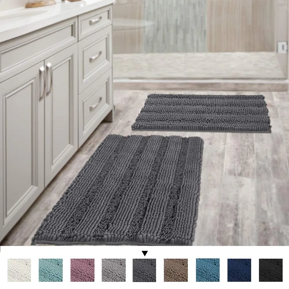 VERSAILTEX Non Slip Thick Shaggy Chenille Bathroom Rugs, Bath Mats for Bathroom Extra Soft and Absorbent