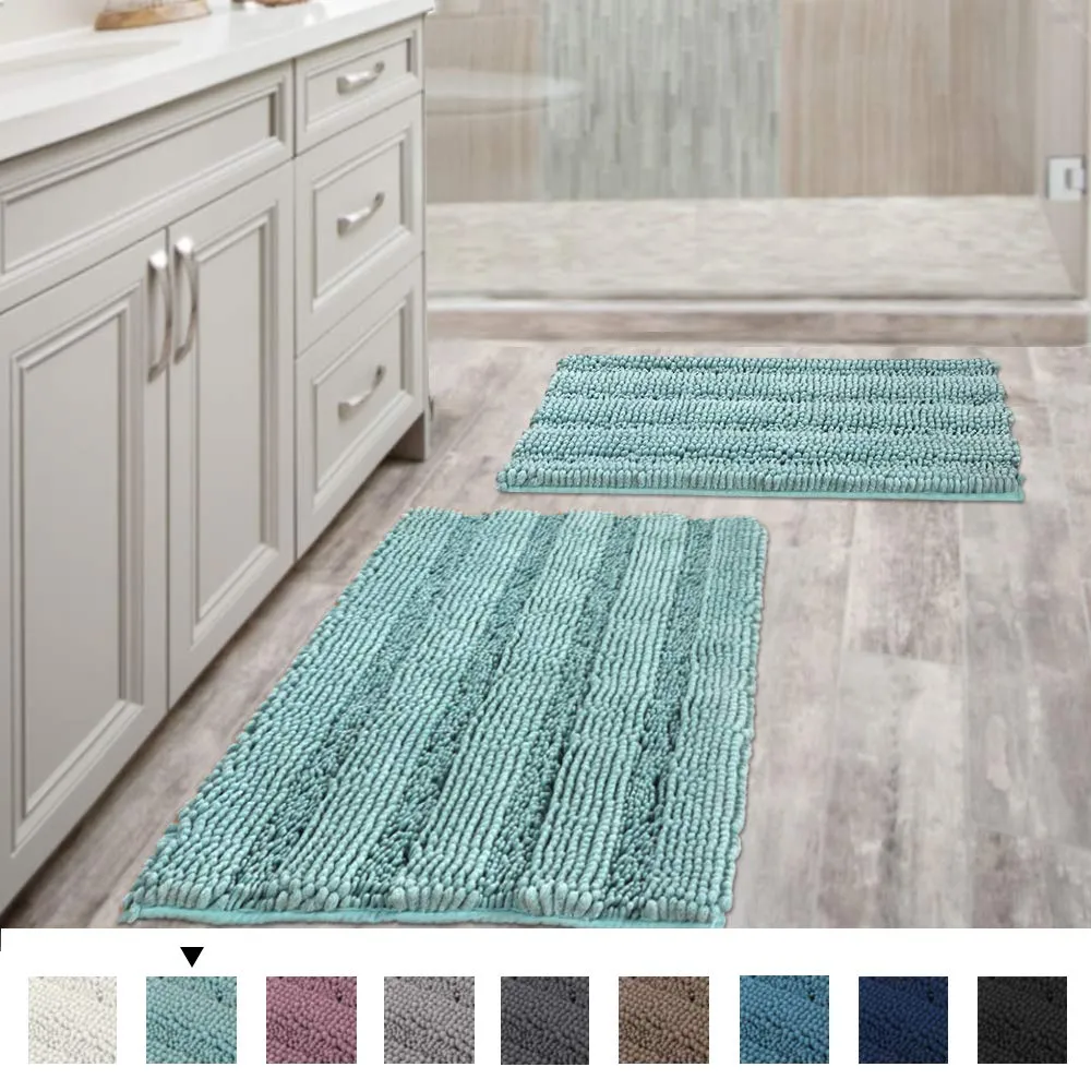 VERSAILTEX Non Slip Thick Shaggy Chenille Bathroom Rugs, Bath Mats for Bathroom Extra Soft and Absorbent